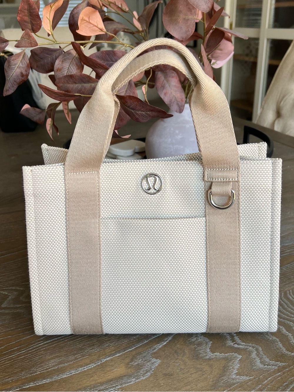 Lululemon Two-Tone Canvas Mini Tote Bag 4.5L Mojave Tan Light Ivory Crossbody